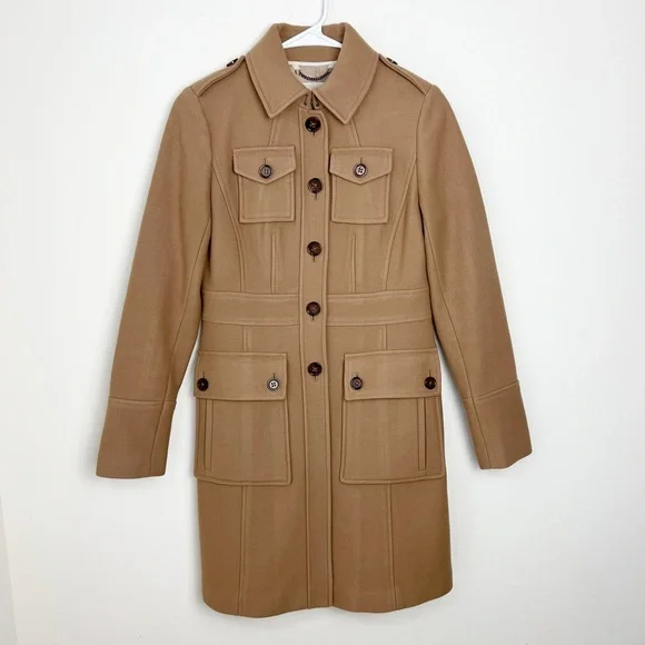 Banana Republic Classic Wool Coat Jacket Size XS Extra Small in Camel Tan - Picture 9 of 10